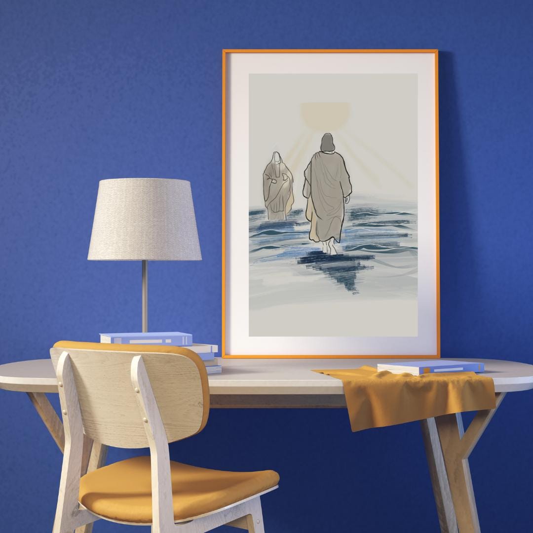 Jesus and Peter Walk on Water – Bible Verse Wall Art | Matthew 14:29 ...