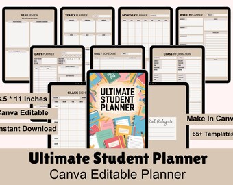 Ultimate Student Planner Printable | College & High School Academic Planner | Canva Editable