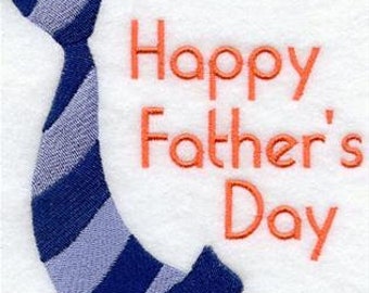 Happy Father's Day with tie  Embroidered Terry Bathroom Hand Towel -- You Pick the Color -- Free Shipping