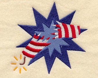 Firecracker Burst  Embroidered Terry Bathroom  Hand Towel  -- You Pick the Color  -- Free Shipping