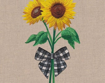 Sunflowers with bow Embroidered Terry Bathroom  Hand Towel  --  You Pick the Color----Free Shipping