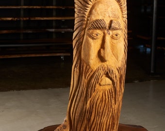 Mountain Man Sculpture, Old Man, Solid Wood, Beard Man