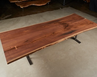 Walnut Bookmatch Table, Live Edge Kitchen Table, Conference Table, Rustic Country Furniture, Farmhouse Decor