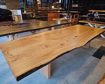 White Oak Dining Table, White Oak Live Edge Table, Live Edge Desk, Slab Table, Farmhouse Country Rustic Wooden Table