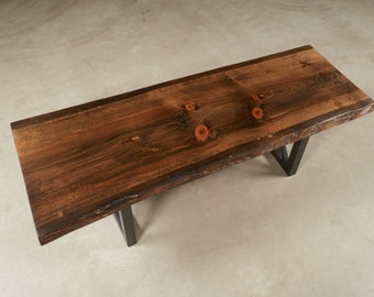 Ebony Pine Coffee Table #31, One of a Kind End Table, Live Edge Furniture, Slab Coffee Table, Dark Wood Table, Rustic Decor