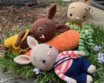 Conejitos de crochet hechos a mano, amigurumi, regalo de Pascua