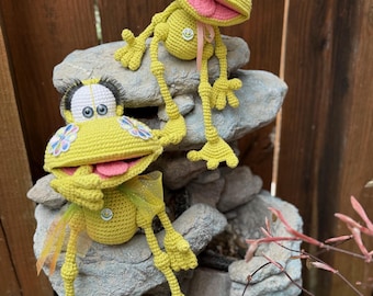 Charming Handmade Crochet Stuffed Frog, Amigurumi, Soft Toy, Gift