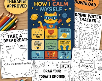 Superhero Calm Down Kit for Kids | Printable Emotional Regulation Activities | Breathing Star, Emotion Drawing, Water Tracker | SEL PDF Pack