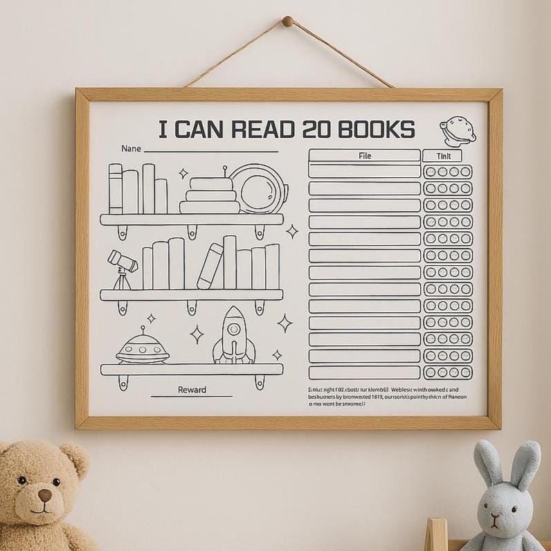 Printable Space Reading Tracker for Kids, I Can Read 20 Books, Rocket ...
