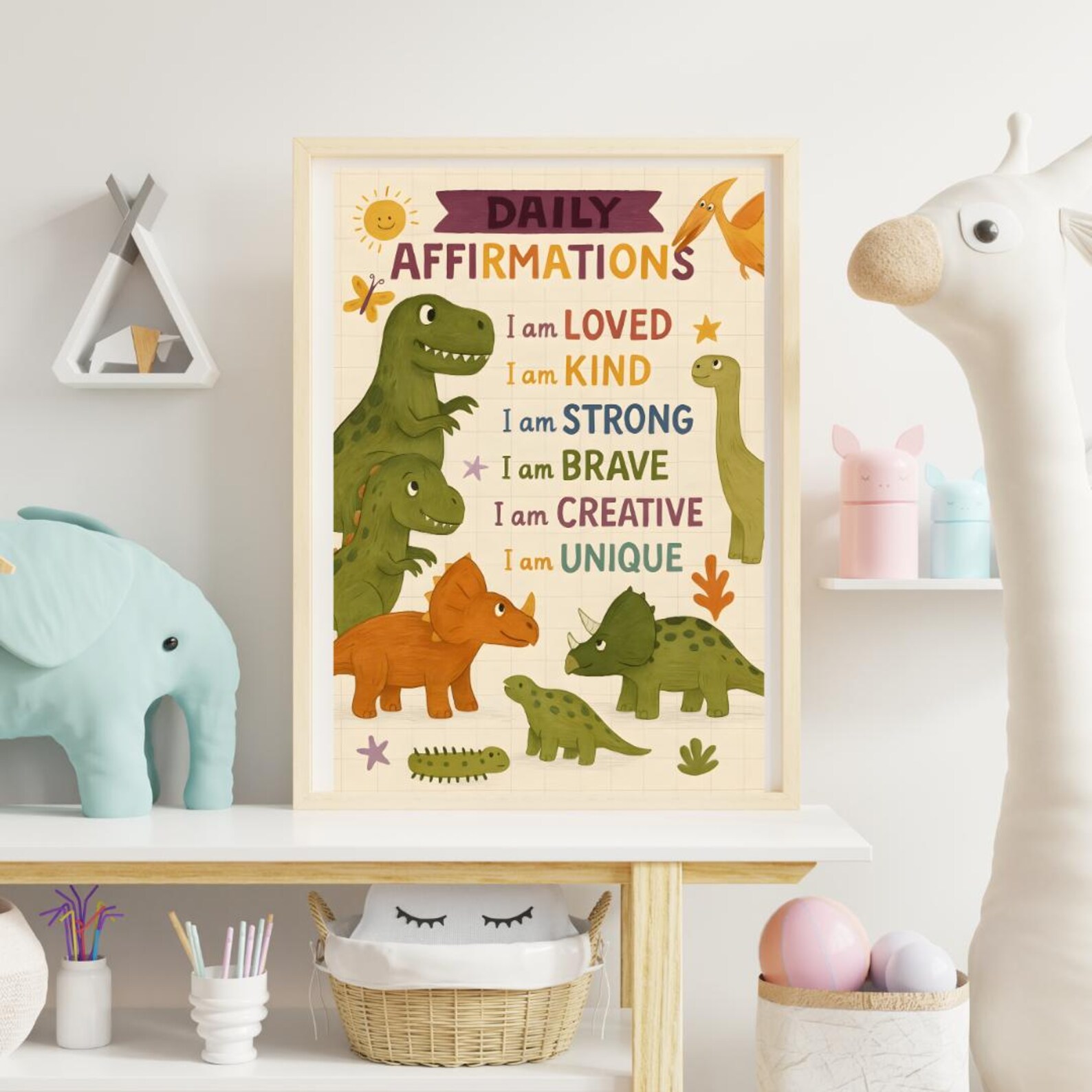 Dinosaur Kids Affirmation Poster |positive Wall Art for Boys Room |dino ...