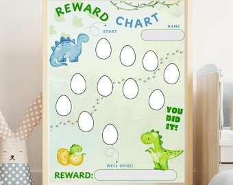 Printable Dinosaur Reward Chart |Kids Behavior| Instant Download Sticker Chart |Dino Boys Toddler Chore Motivational System | ADHD Tools