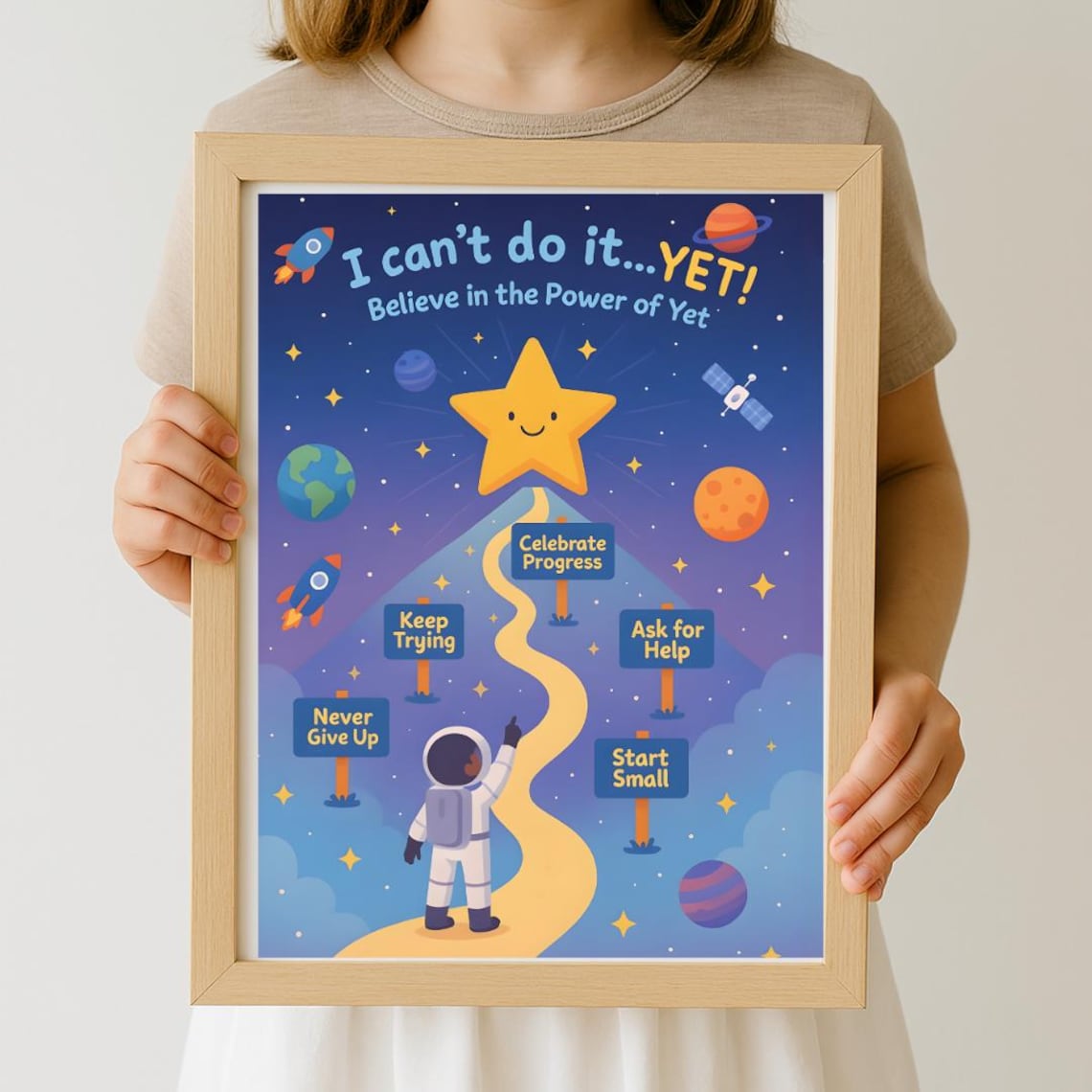 Growth Mindset Classroom Kids Poster | Motivational Wall Art |power of ...