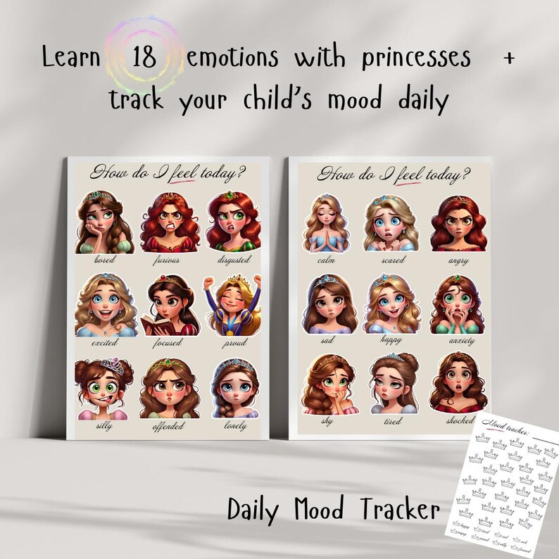 Princess Feelings Chart| Daily Mood Tracker| PRINTABLE Page Emotional ...