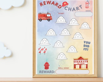 Printable Firefighter Hero Reward Chart |Kids Behavior| Instant Download Sticker Chart | Boys Toddler Chore Motivational System | ADHD Tools