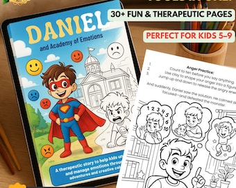 SuperHero Therapeutic Printable SEL Story| Kids WorkBook Activity| Emotion Intelligence Coloring Pages for ADHD, Anger, Self-Regulation| PDF