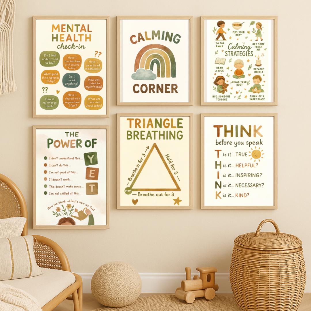 Mindfulness Posters for Kids| Emotional Regulation Wall Art| Calming ...