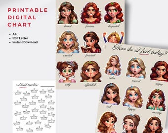Sentiment Princess Princess Feelings Chart| Daily Mood Tracker| PRINTABLE Page Emotional ...