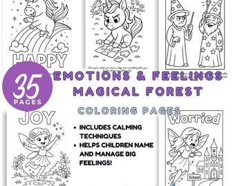 35 Fairy Magical Forest Coloring Pages| Kids Emotions & Feelings| Emotional Regulation Tips| PDF Instant Download| SEL Printable Worksheets