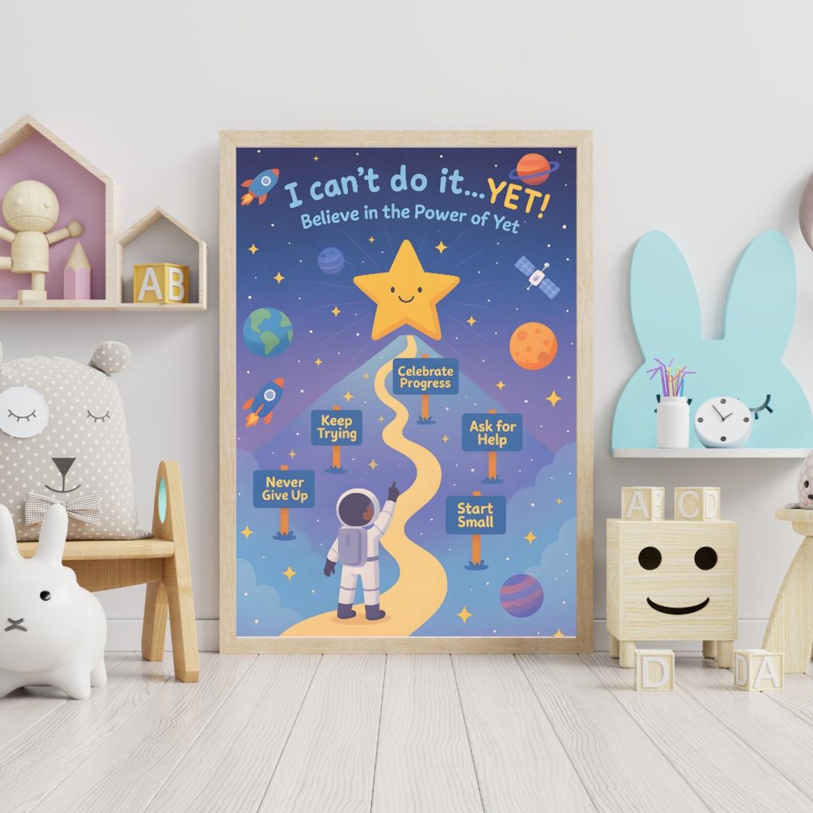 Growth Mindset Classroom Kids Poster | Motivational Wall Art |power of ...