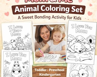 84 Coloring Pages Printable PDF for Kids, Mom & Baby Animals, Preschool, Kindergarten SEL Activity, Mother’s Day Classroom Homeschool Pack