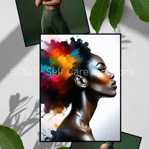 Afrocentric Woman Portrait: Autumn Colors, Empowering Art (Digital Download, 4 Sizes JPG + PDF)