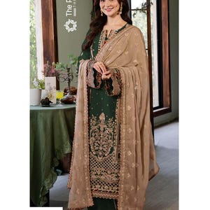 Pakistani Designer Heavy Faux Georgette with Embroidered Sequence work with Heavy Faux Georgette with Embroidered Sequence Dupatta