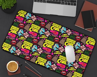 Dungeon Crawler Carl Gamer Desk Mat | Neon Bookish Mouse Pad | RPG Gaming Setup Decor | LitRPG Decor