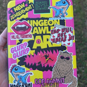 Dungeon Crawler Inspired Kindle Case | Gamer Reader Cover | Funny Bookish Kindle Sleeve | Neon Collage Case | Gift for Fantasy & LitRPG Fans
