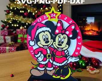 Christmas Advent Calendar Mickey SVG Png Pdf Dxf, digital cutting file for lantern paper craft - instant download advent calendar