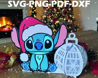 Christmas Stitch Lantern SVG File with Hat & 3D Bauble – Paper Decoration for Cricut and Silhouette Cutting | Digital File SVG PNG PDF DXF