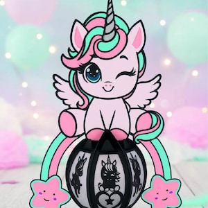 Lanterna di carta unicorno SVG | Lanterna unicorno da tagliare Cricut e Silhouette | Decorazione fai da te in file digitale per la cameretta dei bambini
