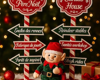 Christmas Sign - Santa Claus Decoration DIY Cardstock Cricut SVG PNG PDF DXF - Digital File Christmas - Santa's House Sign Template