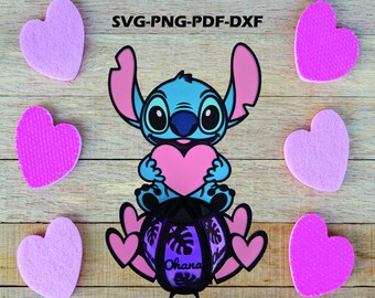 Stitch Heart Lantern, Children's Room Decoration, Valentine's Day Gift, SVG File for Cricut, Silhouette, 3D Stitch Heart Paper Lantern SVG