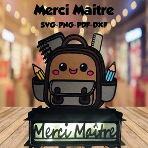 Lanterne Cartable "merci maitre" / "Best Teacher"