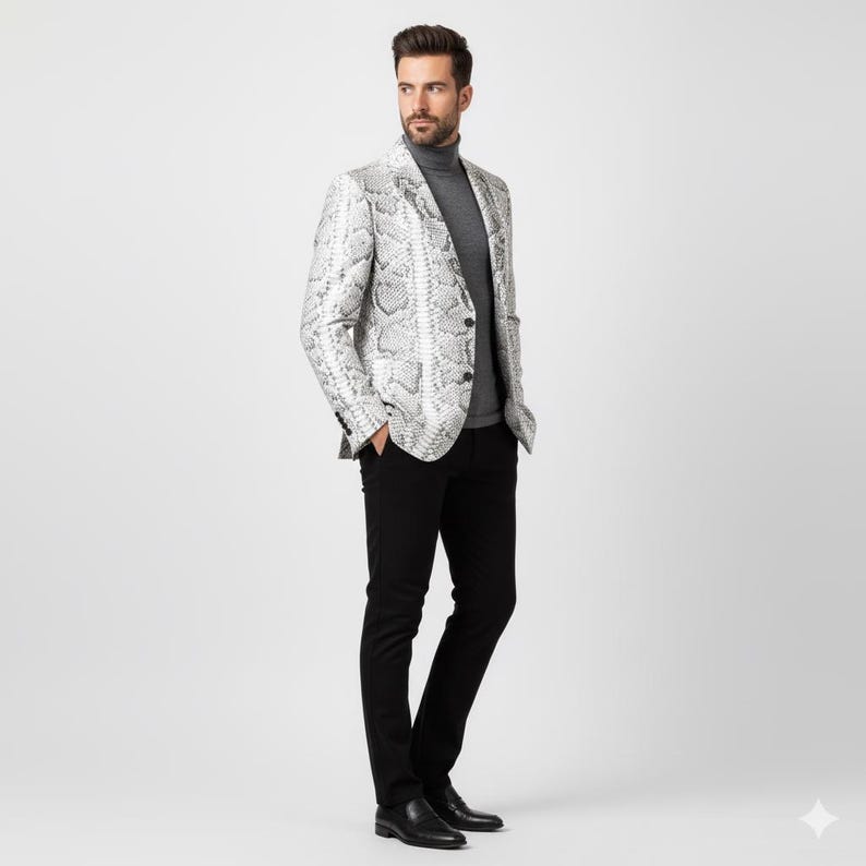 Faux Snake Skin Blazer | Men's Slim Fit Python Print Jacket - Etsy