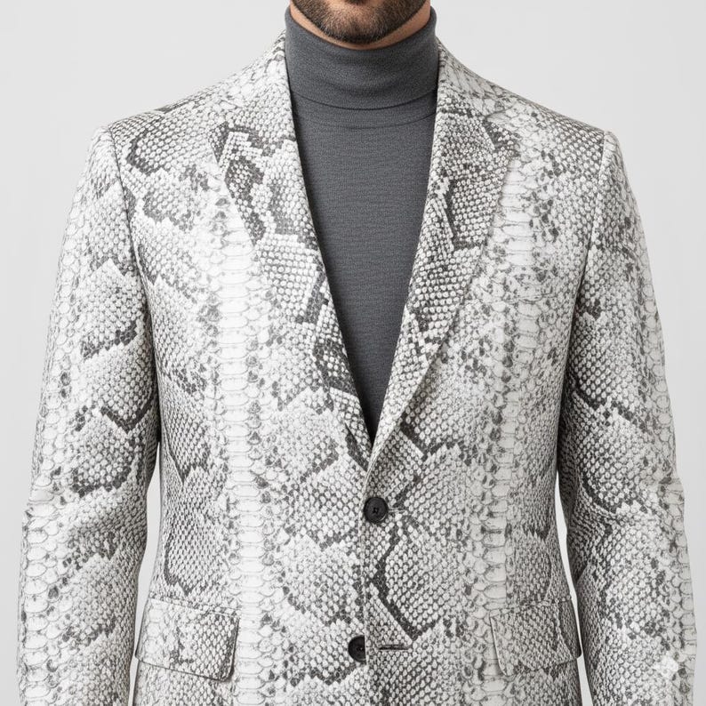 Faux Snake Skin Blazer | Men's Slim Fit Python Print Jacket - Etsy