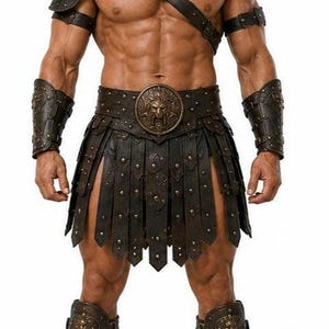 Lädergladiatorkostymset för män – Handgjord romersk krigarrustning, medeltida cosplay-kostym, spartansk stridskostym, lajvfestival och scen