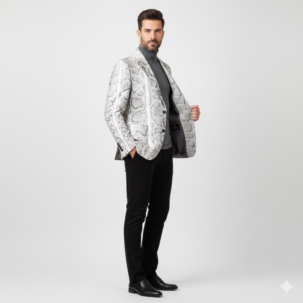 Faux Snake Skin Blazer | Men's Slim Fit Python Print Jacket - Etsy