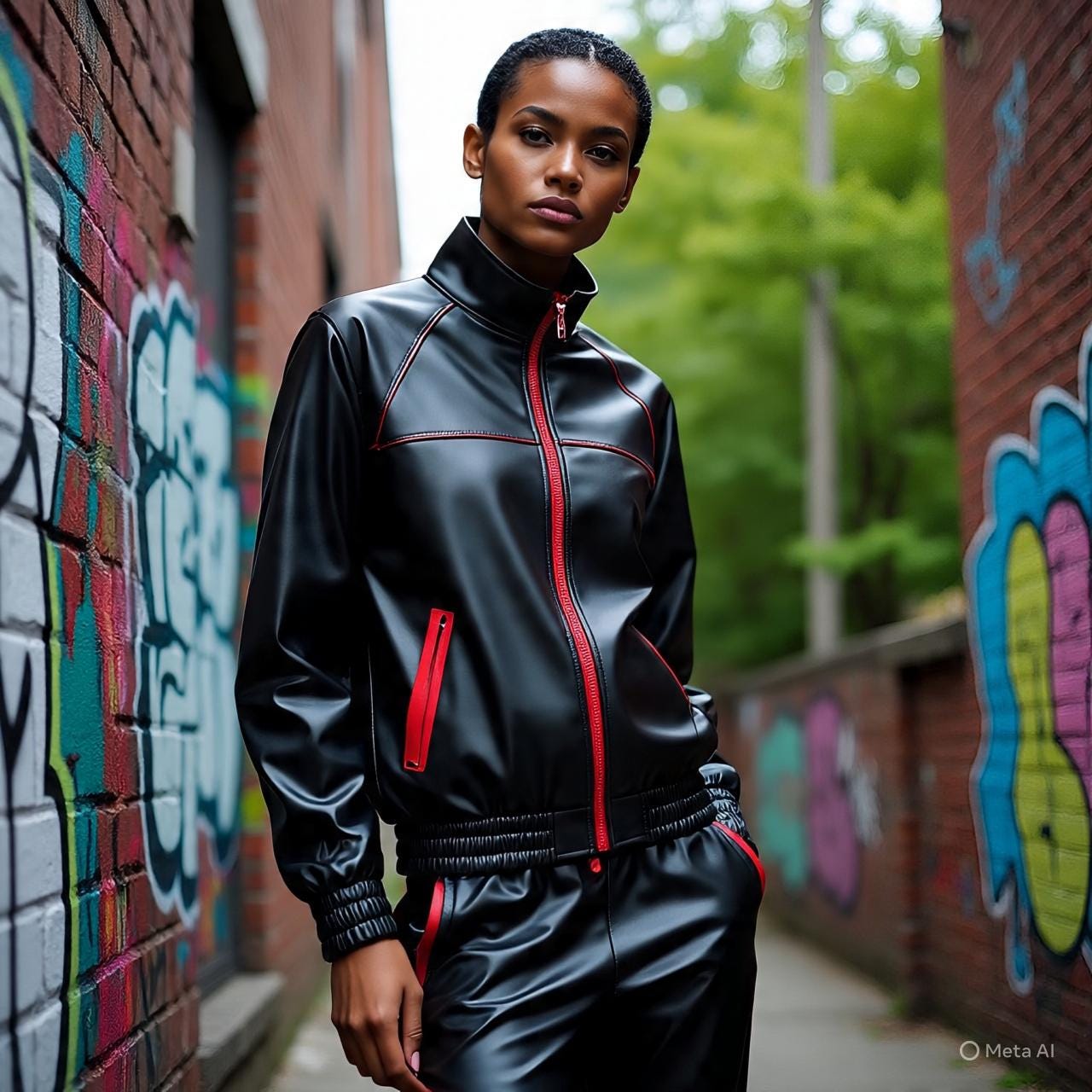 Black Genuine Leather Tracksuit for Men & Women - Premium Streetwear Leather Jacket and Pants Set