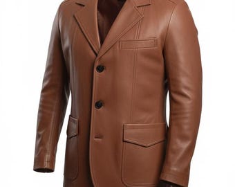 Artisanal Men's Leather Coat | Handcrafted Blazer Jacket | Durable & Stylish