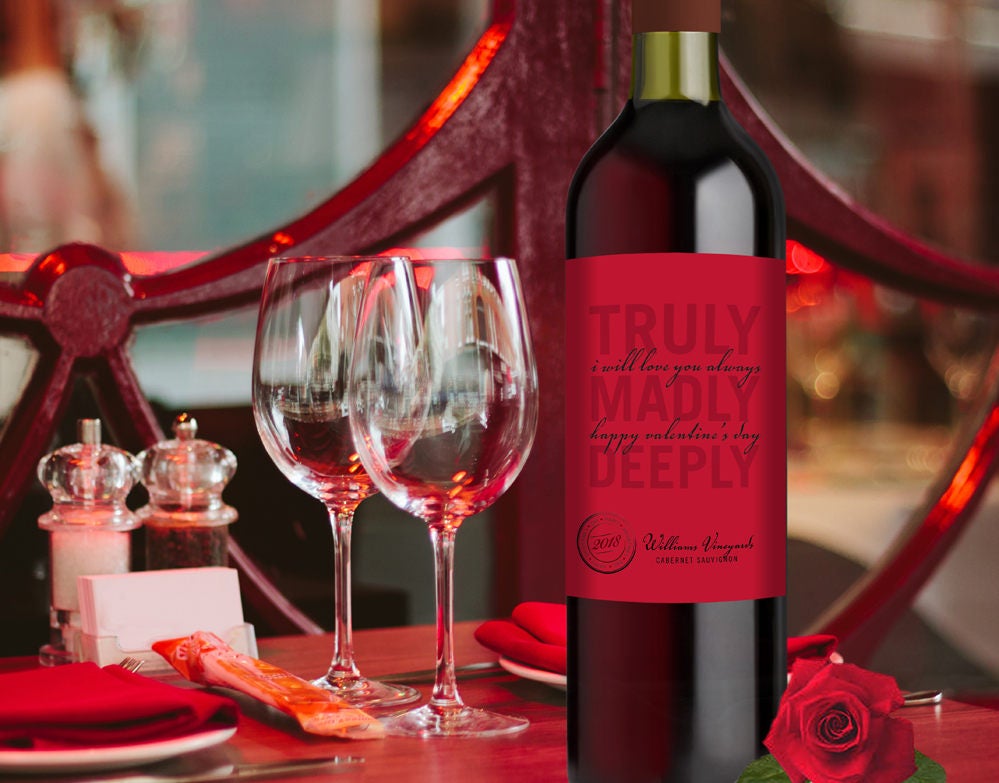 Custom Valentine's Day Wine Labels Set of 2 Truly | Etsy