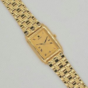 Vintage Seiko Rare 90s' Tank Watch Gold Plated Roman Numerals