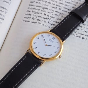 Vintage 90&#39;s Seiko Men&#39;s, Classic Dress Watch, 18k Gold Plated, Rare