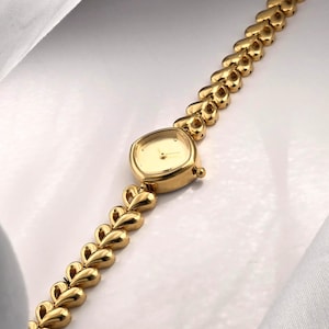 Retro 80s & 90s Ladies&#39; Petite Watch, Vintage-Style Dainty Timepiece, 18k Gold Plated