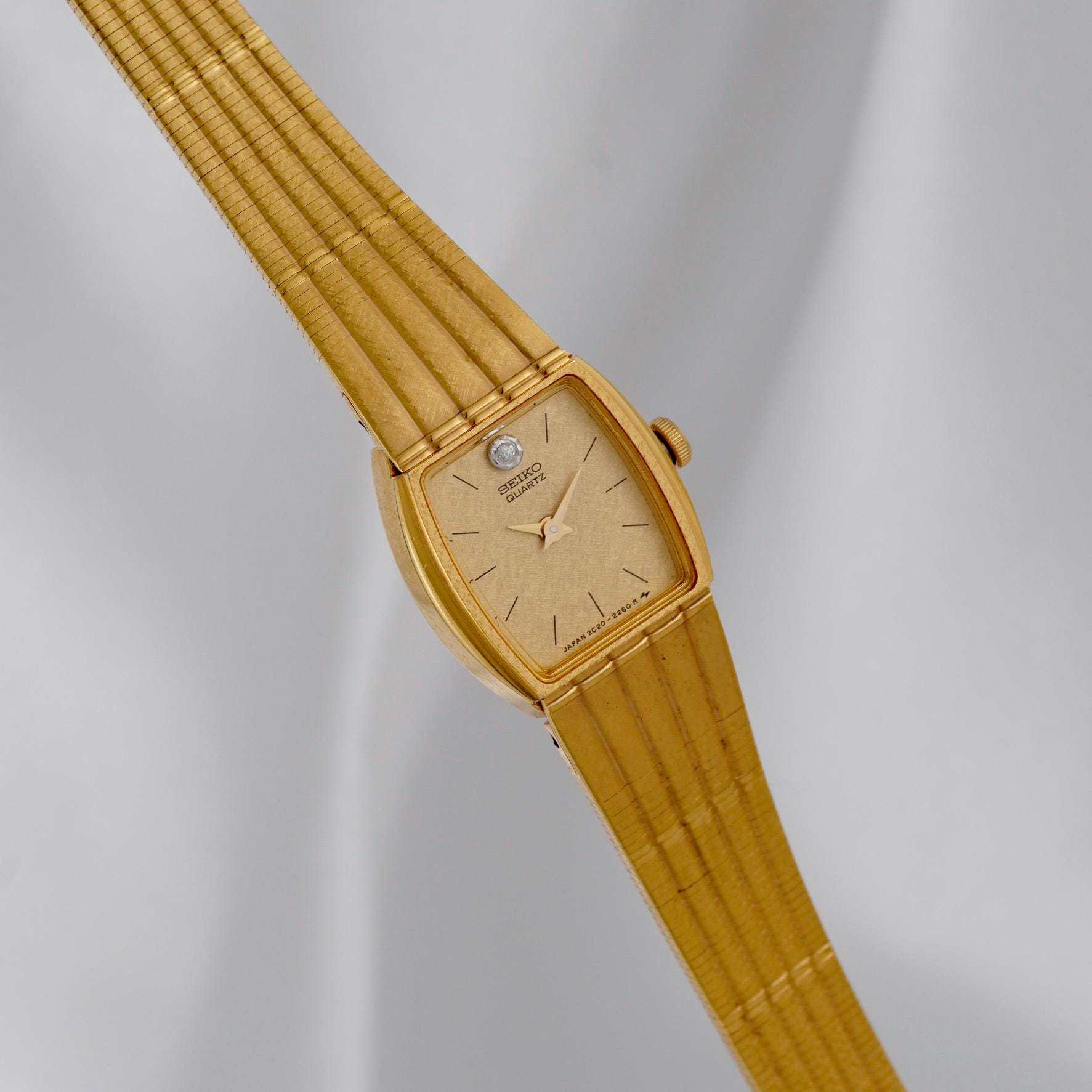 Vintage Seiko 80s' & 90s' Ladies Petite Dainty Tank Watch Gold