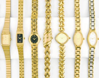 Vintage Seiko Ladies Tank Watch, 80s 90s Petite Dainty Wristwatch, Small Gold Plated Jewelry Gift