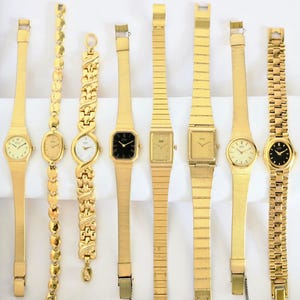 Vintage Seiko 80s' & 90s' Ladies Petite Dainity Tank Watch Gold Plated