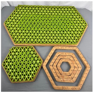 Wooden Hexagon Nail Weaving Loom Set of 6 Yarn Craft Fiber Art Handmade