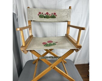 Vintage Regie-Klappstuhl mit Blumenstickerei - Commander