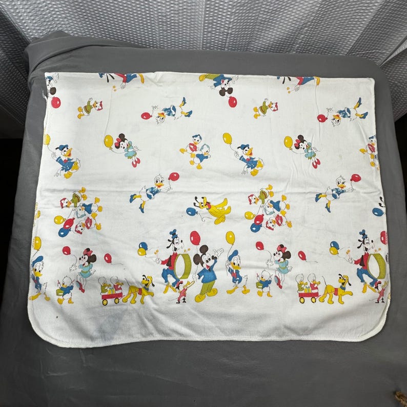VTG Disney Mickey Mouse & Friends Goofy, Donald Duck,Receiving Baby Blanket image 2
